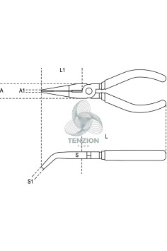 Pinza A Becchi Mezzotondi Lunghissimi Piegati Zigrinati Impugnatura Bimateriale Con Sistema Anticaduta H-SAFE 2