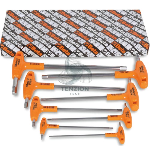 Set 8 Chiavi Maschio Esagonali Piegate Con Impugnatura Di Manovra Acciaio Inox 2,5-10mm