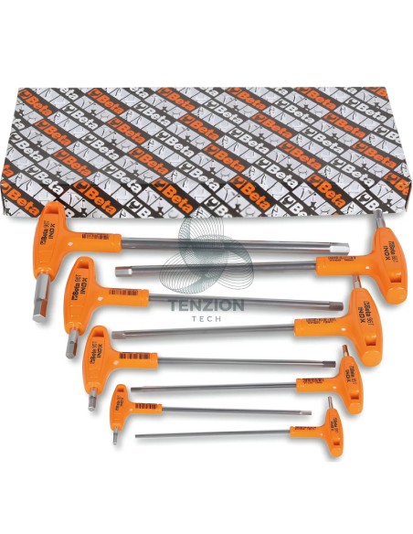 Set 8 Chiavi Maschio Esagonali Piegate Con Impugnatura Di Manovra Acciaio Inox 2,5-10mm