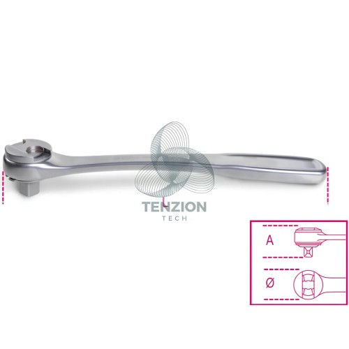 Cricchetto Reversibile Attacco Quadro Maschio 1/2" Acciaio Inox