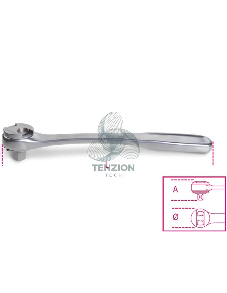 Cricchetto Reversibile Attacco Quadro Maschio 1/2" Acciaio Inox