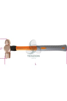 Martello Testa Tonda Penna Sferica Per Calderai Lattonieri Manico Fibra 340g Antiscintilla