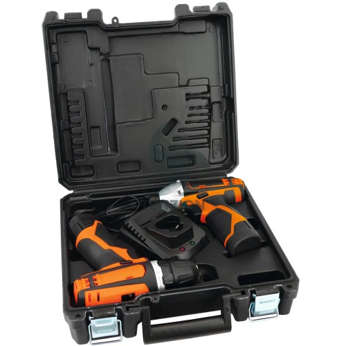 Kit Trapano Avvitatore 12V 30Nm E Avvitatore A Impulsi 1/4" 12V 80Nm Batterie 2x2Ah E Caricabatterie