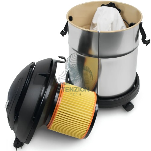 Bidone Aspiratutto Aspiratore Solidi Liquidi Acciaio Inox 1200W 20LT