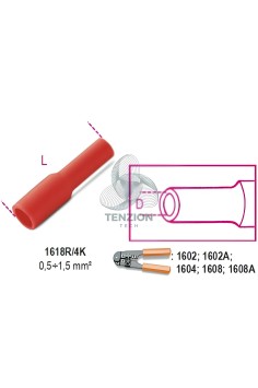 Terminali Preisolati A Spina Femmina 0,25-1,5mm² Ø3,8mm 100Pz