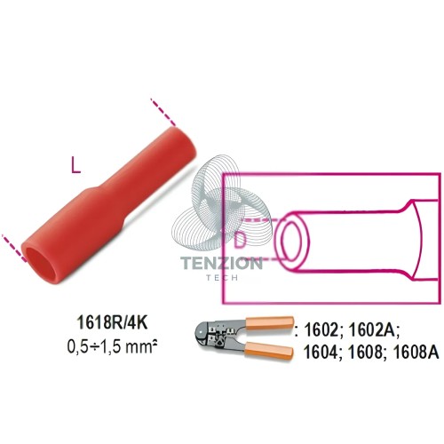Terminali Preisolati A Spina Femmina 0,25-1,5mm² Ø3,8mm 100Pz