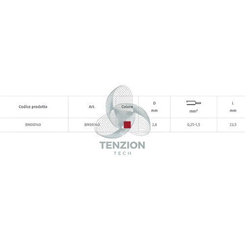 Terminali Preisolati A Spina Femmina 0,25-1,5mm² Ø3,8mm 100Pz