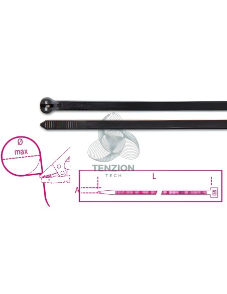Fascette Nylon Con Dente Acciaio UV Resistant Colore Nero 100Pz