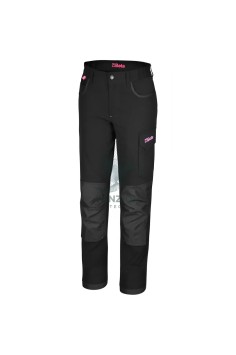 Pantalone Da Lavoro Donna Multitasche Elasticizzato Nero Dettagli Rosa