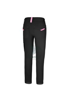 Pantalone Da Lavoro Donna Multitasche Elasticizzato Nero Dettagli Rosa 2
