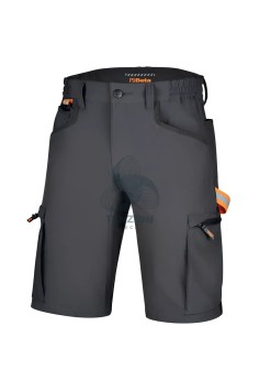Bermuda Da Lavoro Multitasche Elasticizzato 4-Way Stretch Antracite Slim Fit