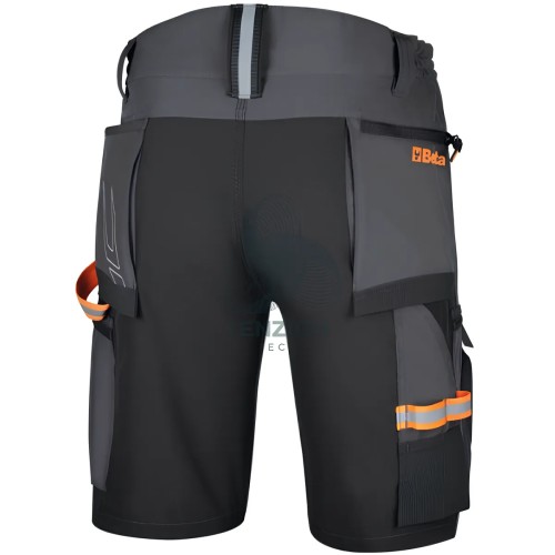 Bermuda Da Lavoro Multitasche Elasticizzato 4-Way Stretch Antracite Slim Fit