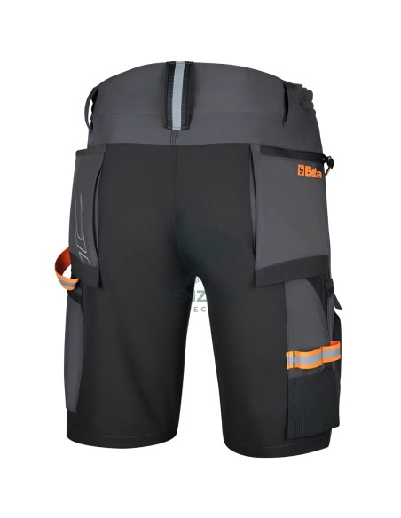 Bermuda Da Lavoro Multitasche Elasticizzato 4-Way Stretch Antracite Slim Fit