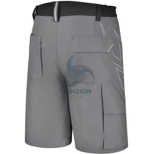 Bermuda Da Lavoro Multitasche Elasticizzato Mechanical Stretch Ripstop Grigio Regular Fit