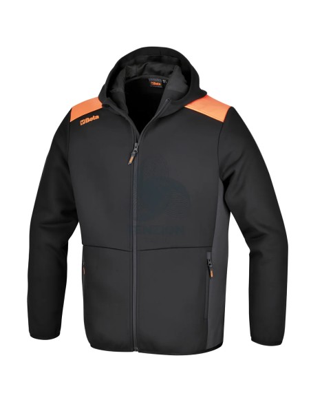 Felpa Da Lavoro Con Cappuccio Zip Lunga Nera
