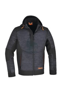 Felpa Tecnica Da Lavoro Con Cappuccio Zip Lunga Grigio Melange Nero