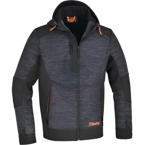 Felpa Tecnica Da Lavoro Con Cappuccio Zip Lunga Grigio Melange Nero