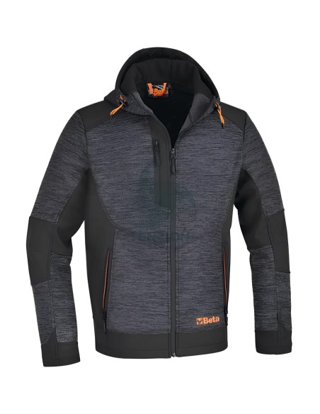 Felpa Tecnica Da Lavoro Con Cappuccio Zip Lunga Grigio Melange Nero