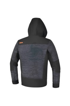 Felpa Tecnica Da Lavoro Con Cappuccio Zip Lunga Grigio Melange Nero 2