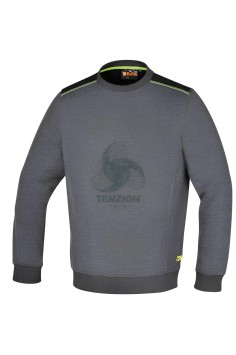 Felpa Da Lavoro Girocollo Grigio Melange Con Inserti Neri