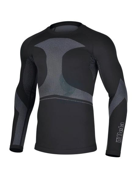 Maglia Intima Tecnica Da Lavoro Elasticizzata Con Graphene Nera Dettagli Grigi