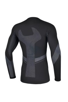 Maglia Intima Tecnica Da Lavoro Elasticizzata Con Graphene Nera Dettagli Grigi 2