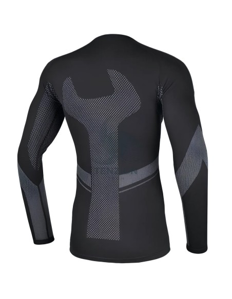Maglia Intima Tecnica Da Lavoro Elasticizzata Con Graphene Nera Dettagli Grigi