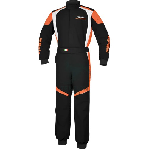 Tuta Da Lavoro Elasticizzata 4-Way Stretch Stile Racing Nero Arancione