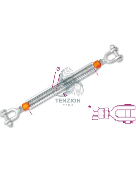 Tenditore Due Forcelle Alta Resistenza Zincato A Caldo