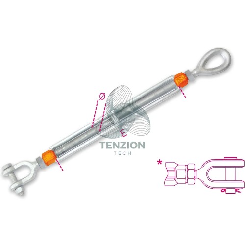 Tenditore Ad Occhio E Forcella Alta Resistenza Zincato A Caldo