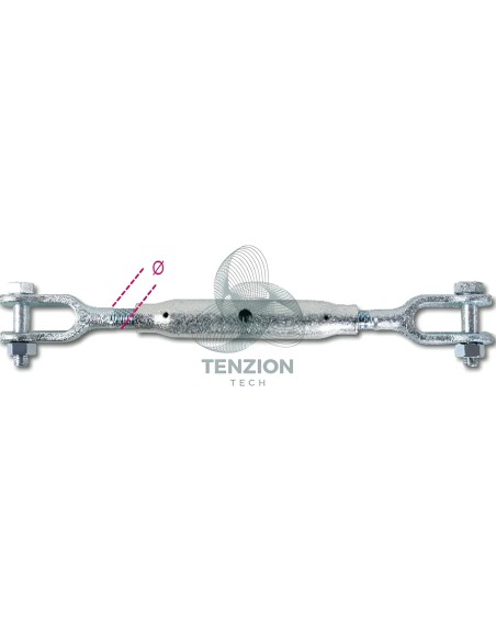 Tenditore Due Forcelle Canaula A Tubo DIN 1478 Zincato