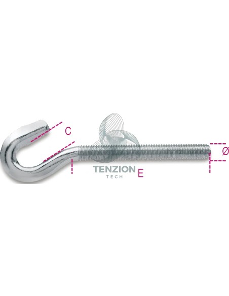 Gancio Per Tasselli Filettatura Destra Zincato