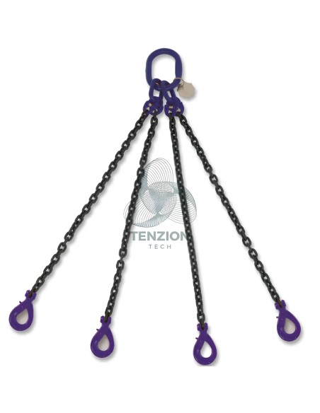 Pendente Per Sollevamento Catena 4 Bracci Ganci Self Locking Grado 10
