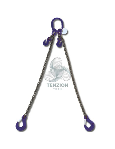 Pendente Per Sollevamento Catena 2 Bracci Ganci Accorciatori Con Sicura Grado 10