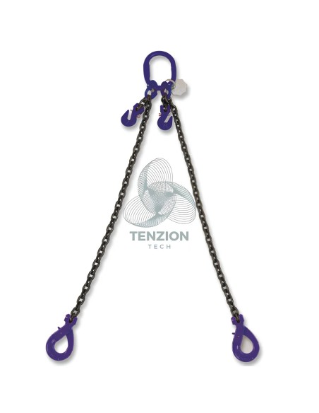 Pendente Per Sollevamento Catena 2 Bracci Ganci Self Locking Accorciatori Con Sicura Grado 10