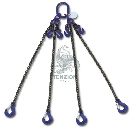 Pendente Per Sollevamento Catena 4 Bracci Ganci Accorciatori Con Sicura Grado 10
