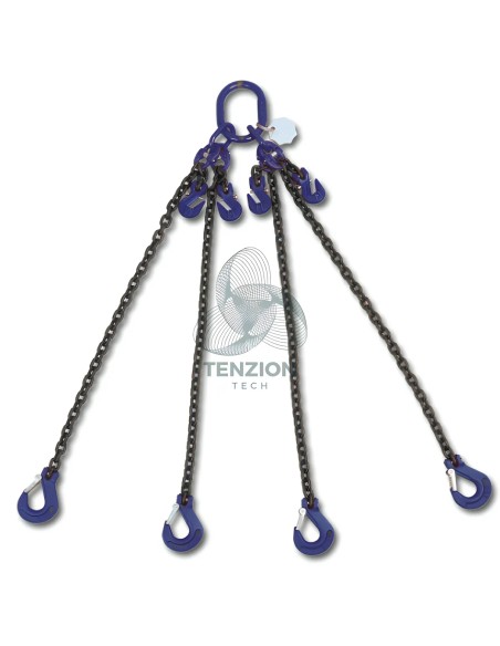 Pendente Per Sollevamento Catena 4 Bracci Ganci Accorciatori Con Sicura Grado 10