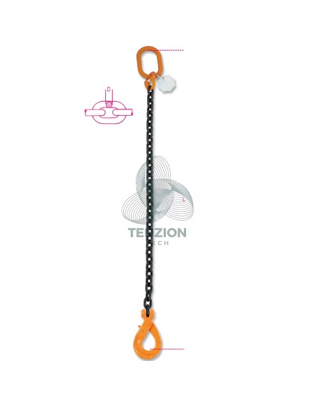 Pendente Per Sollevamento Catena 1 Braccio Gancio Self Locking Grado 8