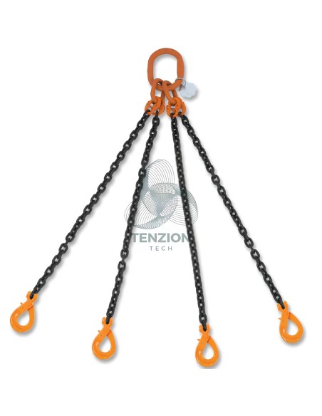 Pendente Per Sollevamento Catena 4 Bracci Ganci Self Locking Grado 8