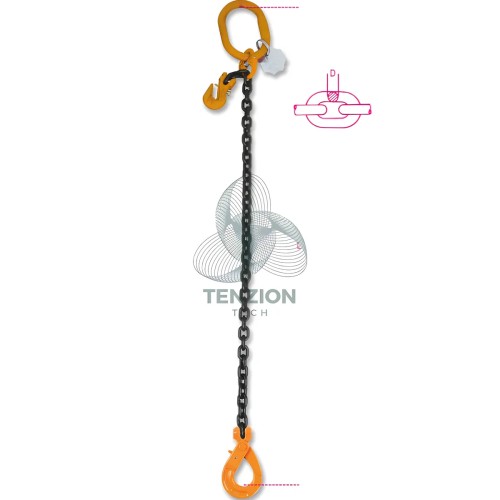 Pendente Per Sollevamento Catena 1 Braccio Gancio Self Locking Accorciatore Grado 8