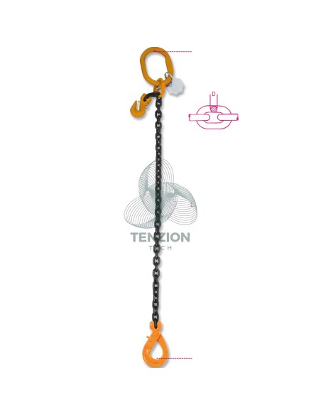 Pendente Per Sollevamento Catena 1 Braccio Gancio Self Locking Accorciatore Grado 8