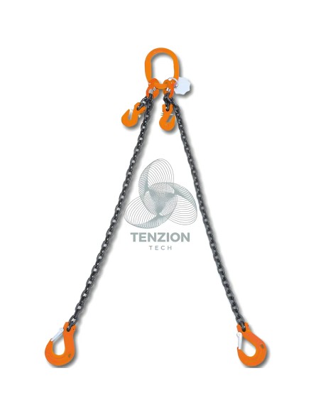 Pendente Per Sollevamento Catena 2 Bracci Ganci Accorciatori Con Sicura Grado 8