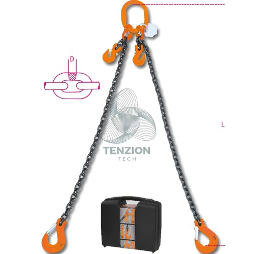 Pendente Per Sollevamento Catena 2 Bracci Ganci Accorciatori Con Sicura Grado 8
