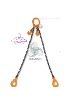 Pendente Per Sollevamento Catena 2 Bracci Ganci Self Locking Accorciatori Con Sicura Grado 8 2