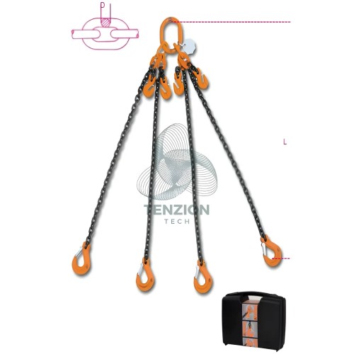 Pendente Per Sollevamento Catena 4 Bracci Ganci Accorciatori Con Sicura Grado 8