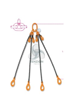 Pendente Per Sollevamento Catena 4 Bracci Ganci Self Locking Accorciatori Grado 8 2