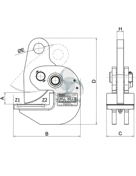 Pinza Per Sollevamento Orizzontale Di Superfici Piane Durezza 30HRC/300HB
