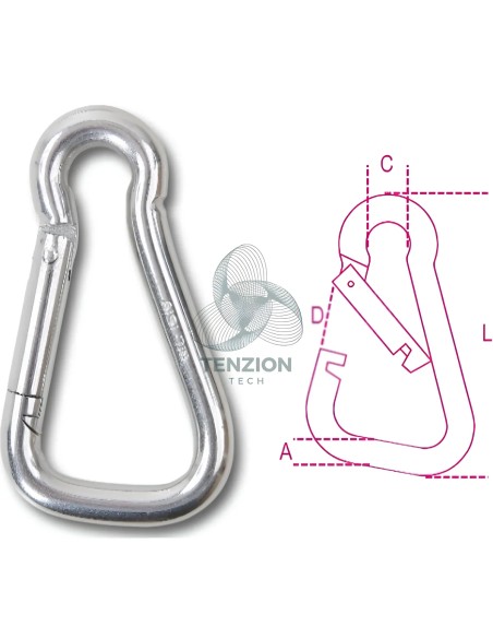 Moschettone Asimmetrico Per Connessioni Generiche Acciaio Inox AISI 316