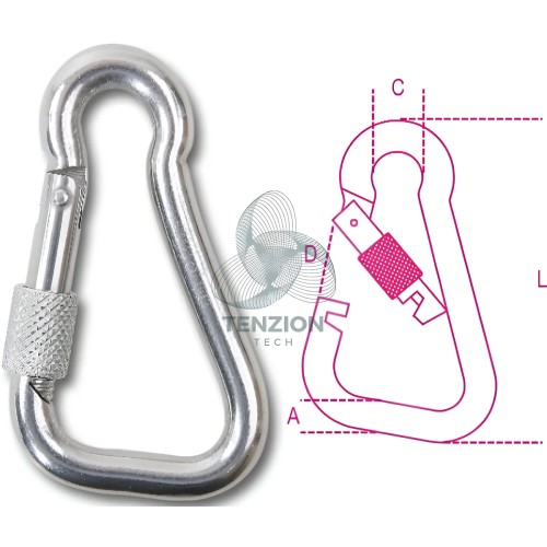 Moschettone Asimmetrico Con Ghiera Per Connessioni Generiche Acciaio Inox AISI 316