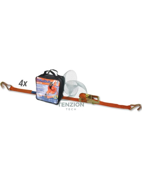 Set 4 Cricchetti 8181 6m Nastro Poliestere Alta Tenacità PES Ganci Uncino